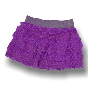 Justice sz 7 Purple Polka Dot Ruffle skirt skort w shorts